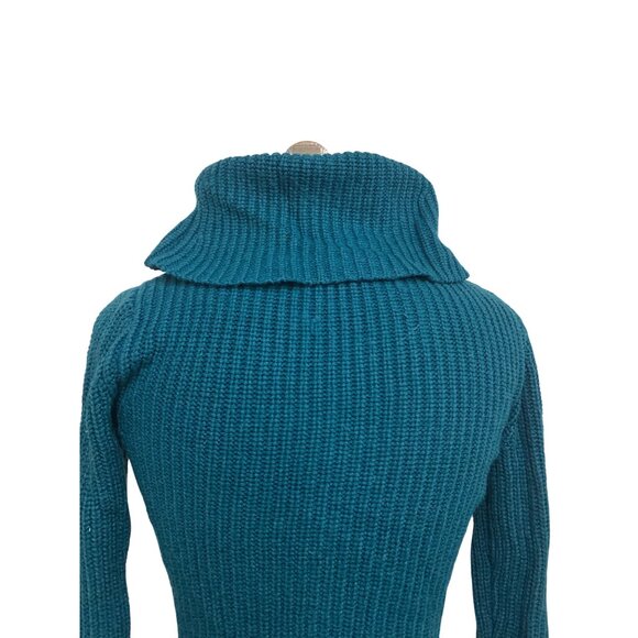 Vintage ForenzaTeal Turtleneck Sweater Long Sleeve Ribbed Knit Womens Size S - Picture 9 of 12